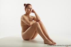Nude Woman White Sitting poses - ALL Slim medium colored Sitting poses - simple Pinup